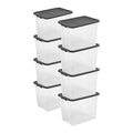 Sterilite 8-Pack Modular Stacker Box, Durable Clear Plastic Storage Bins with Latching Lids, 108 Quart - Stackable Organizing Container Boxes for Closet, Bathroom, and Office
