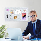 Vuzvuv Grey 28"x16" Large Cork Board with 50 Push Pins & Sticky Notes, Self-Adhesive Bulletin Board for Wall, Felt Pin Vision Board for Paste Notes,Schedules Offices Home