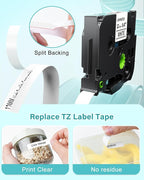 Label Maker Tape Compatible with Brother P-Touch Label Tape TZe-231 12mm 0.47 Laminated White TZ TZe TZe231 Black on White for PT-D220 D210 H110 D200 D400 1280 D610BT Refills 1/2" x 8m, 6-Pack