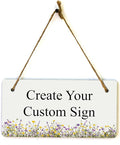 Signs ByLITA Wildflower Meadow Personalized Hanging Wall or Door Sign (5 x 10") | Custom Signage for Your Home & Business