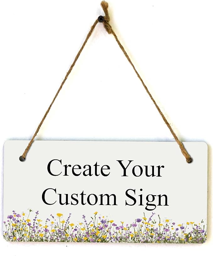 Signs ByLITA Wildflower Meadow Personalized Hanging Wall or Door Sign (5 x 10") | Custom Signage for Your Home & Business