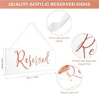 Blulu 6 Pcs Reserved Signs for Wedding Chairs Acrylic Tag Hanging with Ribbon for Wedding Reserved Signs for Important Events Church Pews Chair and Restaurant(Rose Pink)