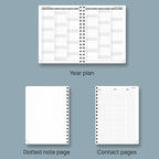 POPRUN Planner 2025-2026, Horizontal Weekly Notebook Jul.25-Jun.26 (Medium 6.75''x 8.75''), Academic Calendar Book with Monthly Tabs, Spiral Soft Cover, Inner Pocket, 100 GSM - Navy Blue