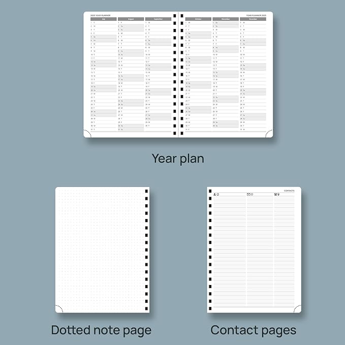 POPRUN Planner 2025-2026, Horizontal Weekly Notebook Jul.25-Jun.26 (Medium 6.75''x 8.75''), Academic Calendar Book with Monthly Tabs, Spiral Soft Cover, Inner Pocket, 100 GSM - Navy Blue