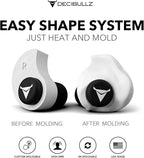 Decibullz 25-Decibel Noise-Reduction Earplugs for Hearing Protection, Custom-Molded Reusable Earplugs for Noise Sensitivity & Flights, White