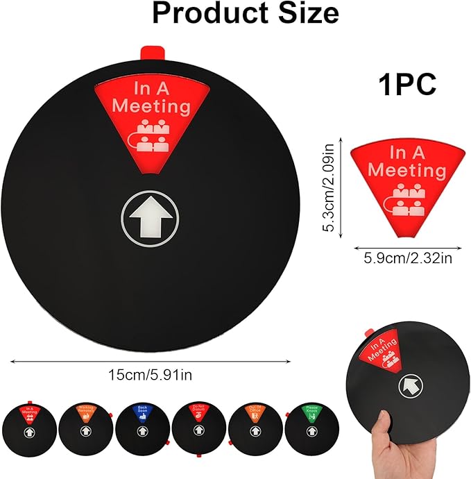 Ryetvok Office Door Sign, 6-In-1 Rotating Status Indicator (In A Meeting/Please Knock/Out Of Office/Back Soon/Working RemotelyDo Not Disturb/) Door Decor For Home Conference Room Workspace