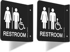 Faittoo Restroom Sign, Bathroom Signs, (2 Pack) 6 x 6 Inches Acrylic Sign, for Office or Business Bathroom and Toilet Door or Wall Decor, Indoor Outdoor Use (Men and women with Handicap)