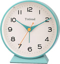 Tinload 4.5" Battery Operated Retro Analog Alarm Clock, Small Silent Bedside Desk Clock,Lighted on Demand, Battery Operated, Snooze, for Living Room, Bedroom, Bedside, Desk(Green)