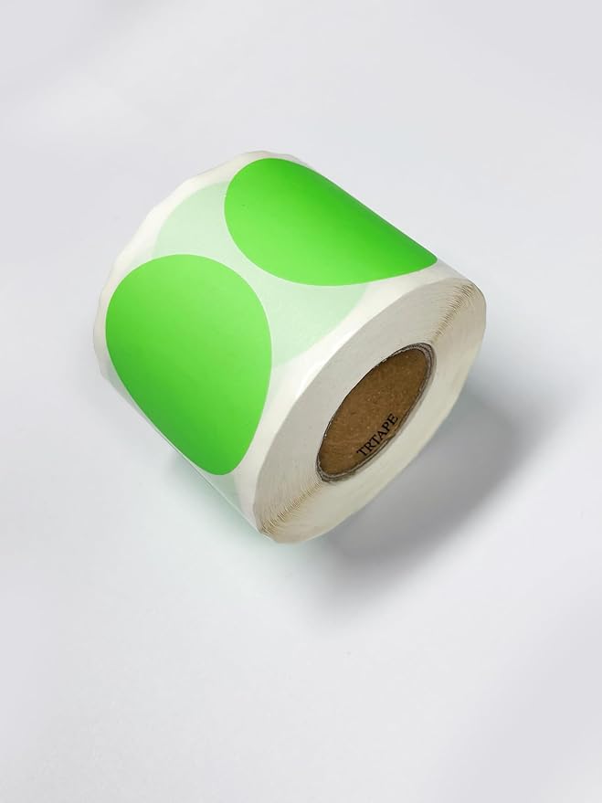 2 Inch Round Color Coding Labels (500 Count) - Light Green Dot Stickers Circle Labels with Dispenser Box for Warehouse, Filing, Industrial, Office Organization