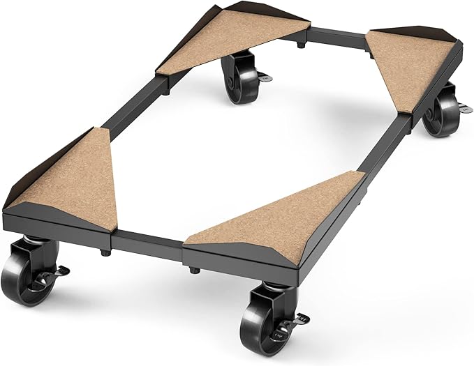 Bytesium PC Tower Stand – Metal Frame – Adjustable Width and Length – 4 Locking Wheels – Cork Pads – Computer Tower Stand for ATX – Easy Assembly – Wide Size Range – Computer Cart – CPU Holder