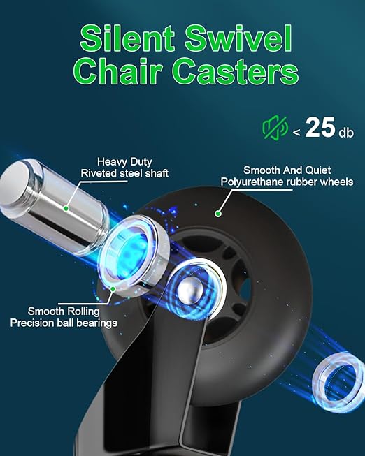 RidRed Office Chair Wheels Replacement Heavy Duty 3 Inch Roller Blade Wheels for Carpet Hardwood Floors,Support 650 LB, Noise Free, Fits 98% Chair, for All Floor, Set of 5 (Black)