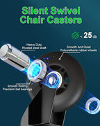 RidRed Office Chair Wheels Replacement Heavy Duty 3 Inch Roller Blade Wheels for Carpet Hardwood Floors,Support 650 LB, Noise Free, Fits 98% Chair, for All Floor, Set of 5 (Black)