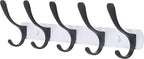 SKOLOO Modern Metal Wall Coat Rack with 5 Hooks - Sturdy Wall Hook Rack for Hanging Coat, Jacket, Clothes, Hat, Black on White