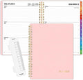 SUNEE 2026 Weekly and Monthly Planner - from January 2026 - December 2026, Daily Agenda Planner with Monthly Tab, Flexible Cover, Note Pages, Pockets, Bookmark, Spiral Binding, Pink, 8.5"x11"