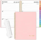 SUNEE 2026 Weekly and Monthly Planner - from January 2026 - December 2026, Daily Agenda Planner with Monthly Tab, Flexible Cover, Note Pages, Pockets, Bookmark, Spiral Binding, Pink, 8.5"x11"