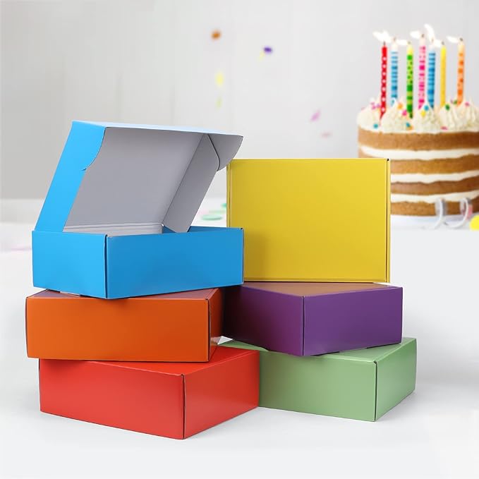 PHAREGE 12x9x4 inch Gift Shipping Boxes Bulk 18 Pack 6 Colors, Tab Lock Tuck Top Mailing Boxes for Packaging Small Business, Medium Cardboard Mailer Boxes for Wrapping Present