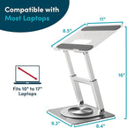 Lifelong 360 Rotating Ergonomic Laptop Stand for Desk, Laptop Riser with Swivel Base, Adjustable Computer Stand for 10-17" MacBook Pro & All Laptops- Portable Standing Desk Converter- Height 16"