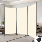 Room Divider (3 Panel) Wall Divider for Room Separation, 102 inch Wide Portable Privacy Screens W/Wheels, Metal Frame Freestanding Room Separators 5.6FT Room Partitions and Dividers