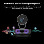 NEARITY V410 NDI PTZ Camera, 2K 10x Hybrid Zoom Video Conference Webcam, AI-Powered Noise Cancellation, 4 Preset Positions, 350° Pan&60° Tilt, 120° FOV, Remote Control for Zoom/Teams/Google Meet