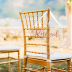 Blulu 6 Pcs Reserved Signs for Wedding Chairs Acrylic Tag Hanging with Ribbon for Wedding Reserved Signs for Important Events Church Pews Chair and Restaurant(Rose Pink)