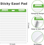 DINGIXOC Sticky Mini Easel Pads 13 x 17 Inches, 3 Pack Anchor Chart Paper for Teachers, Self Stick Flip Chart Paper with Sticky Back for Classroom, Office, 30 Sheets/Pad (Lined)