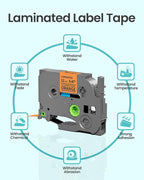 2-Pack Label Maker Tape 12mm 0.47" White Replacement for Brother P Touch Label Tape TZe-231 TZ-231, Compatible with Brother Ptouch PT-D210 PT-H110 PT-D220 PT-D400,Black on Orange