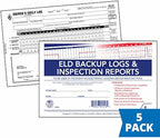 ELD Backup Driver Log Book 5-pk. with Detailed Driver Vehicle Inspection Report & Daily Recap - Book Format, 2-Ply Carbonless, 8.5" x 5.5", 10 Sets of Forms Per Book - J. J. Keller & Associates
