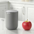 EKO Fandy 0.58 Gal/2.2L Mini Trash Can with Lid, Swing-Top Desktop Trash Can for Bathroom, Countertop, Vanity, Desk or Office, Small Garbage Bin (Grey)