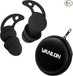 VANLON Ear Plugs for Sleeping Noise Cancelling, Reusable Ear Plugs for Noise Reduction, 2Pairs Super Soft Fit Silicone Earplugs for Concert, Work, Travel, 33dB Noise Cancelling Headphones (Black)