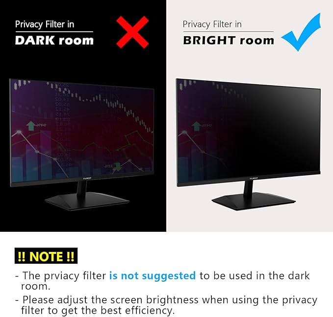 FILMEXT 2 Pack 22 Inch Computer Privacy Screen Filter for 16:10 All-in-One Desktop/Frameless Monitor - Removable Blue Light UV Blocking Privacy Shield for Thin Bezel Computer