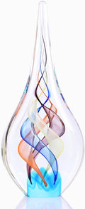 Blown glass sculpture, multi-color transparent glass art teardrop statue, unique ocean theme decoration for office, bookshelf, dresser, living room coffee table, fireplace countertop decoration.