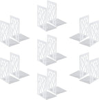 MSDADA Bookends, Book Ends for Shelves, Bookends for Office, Book Ends for Heavy Books, Book Shelf Holder Stand Home Decorative，Metal Bookend Supports, Book Stoppers, White(7 Pairs)