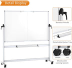 VIZ-PRO Double-Sided Mobile Whiteboard, 96 x 48 Inches, Magnetic Rolling Dry Erase White Board on Wheels with Aluminium Frame and Stand 8' x 4'