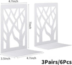MSDADA Bookends, Book Ends for Shelves, Bookends for Office, Book Ends for Heavy Books, Book Shelf Holder Stand Home Decorative，Metal Bookend Supports, Book Stoppers, White(3 Pairs)