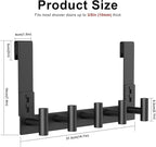 PMMASTO No-Drill Extra Long Shower Hooks, Fits 3/8" Thick Door, Heavy Duty Stainless Steel Towel Hooks for Frameless Glass Shower Door, Holds Bathrobe Towel (Black, 4 T-Hooks)