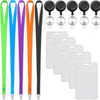 YOUOWO 5 Pack 5Colours Lanyards with Vertical ID Badges Holder and Retractable Badge Reels,Neck Lanyard,for Keys Women Teacher Men