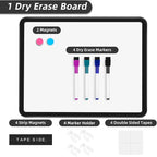 VUSIGN Small White Board Dry Erase, 11''x14'' Magnetic Dry Erase Board, Mini Whiteboard with Markers for Students, Fridge, Wall, Locker, Black