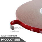 ToLanbbt Double Sided Tape Heavy Duty Waterproof Mounting Adhesive Tape Foam Tape for LED Strip Lights Home Decoration Office Decorations (108Ft x 0.47" x 0.03")
