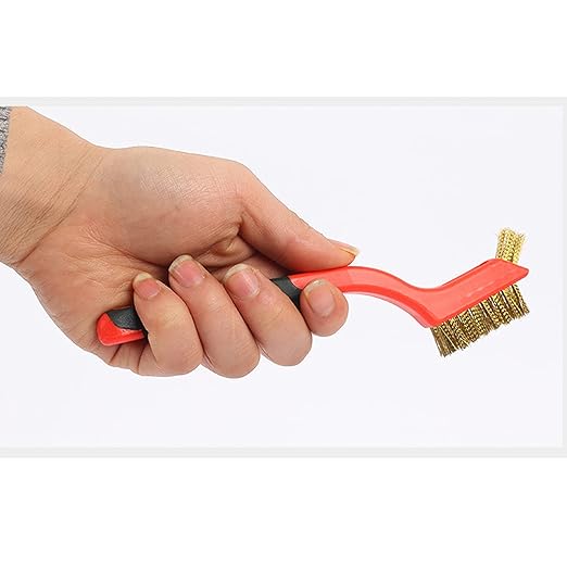 Wire Brush Set for Cleaning Rust Removal in Holes, 3pcs Brass/Stainless Steel/Nylon Brushes
