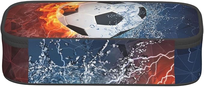 SNAPMADE Soccer Pencil Case for Boys Teens Men, Sports Pencil Box with Soccer Balls Pattern, Large Capacity Durable Pencil Pouch Storage Pen Bag Organizer Stationery for Adults Work Office