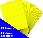 JAM PAPER Shipping Labels - Half Page - 5 1/2 x 8 1/2 - Neon Yellow - 50/Pack