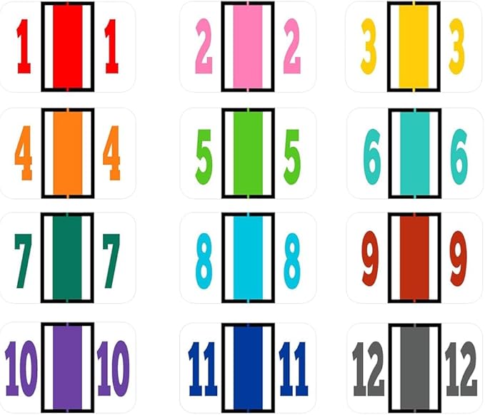File Right Number Labels Roll – Color-Coded Numeric Filing Labels, 1-5/8" × 7/8" Laminated Self-Adhesive File Folder Numbers for, Office Filing Systems, Automotive Records – Roll #8, 2 Roll
