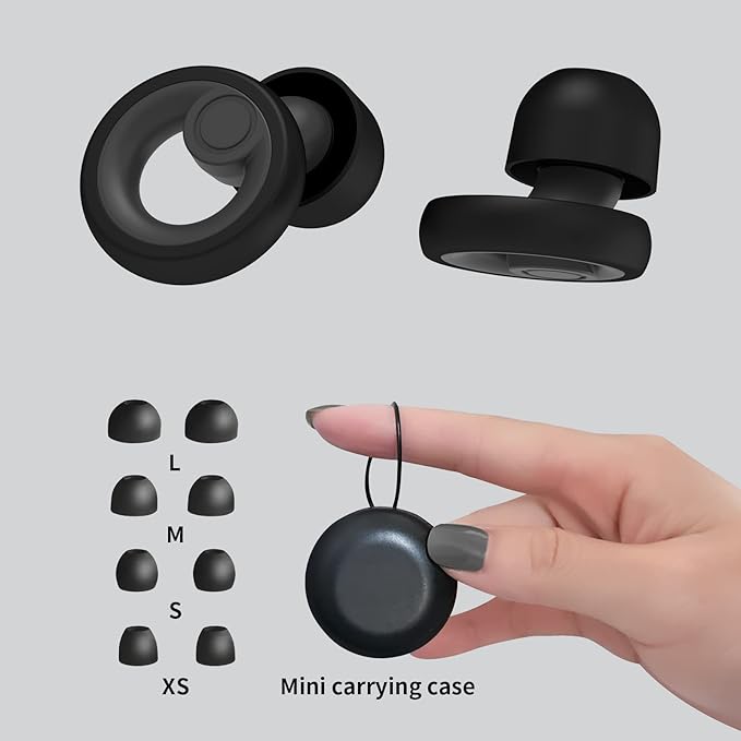 Jayine Ear Plugs for Noise Cancelling Ear Protection EarPlugs for Sleep,Concerts,Work,Study,8 Size Eartips with Small Box,Perfect -30dB Silicone Earplugs for Noise Reduction