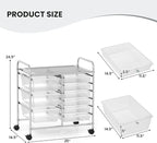 LDAILY 9 Drawer Rolling Storage Cart, Rolling Cart with Drawers for Classroom, Art Supply Craft Organizer on Wheel with Metal Frame & Handles for Home Office School