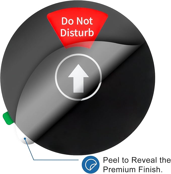 6-Sided Office Door Sign with Magnetic & Adhesive Backing - Rotating Privacy Indicator for Meeting, Do Not Disturb, Remote Work, Please Knock, Out of Office, Back Soon - 6 inch Silver ABS Door Hanger (Black, 6-Mode)