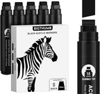 BIGTHUMB Black Poster Markers Jumbo: 5 Pcs 15mm Wide Tip Thick Acrylic Paint Pen Large Permanent Calligraphy Markers for Rock Painting, Stone, Poster, Canvas, Glass, Wood, Ceramic