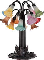 Bieye LS102S Lily Flower Blown Glass Lampshade (White Indigo, Opening I.D. 0.87" x O.D. 1")