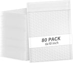 skardeco 6x10 Inch White Bubble Mailers 80 Pack Self-Seal Poly Padded Envelopes Suitable for Small Businesses to Package and Mail Jewelry Cosmetics, Electronic Products, Cards (White, 6x10-80)