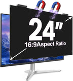 GUDTEKE Magnetic 24 Inch Privacy Screen for Computer Monitor 16:9 Aspect Ratio, Hanging Removable Anti-Blue/Glare Protector Film, Anti Spy Desktop Security Private Filter 24in