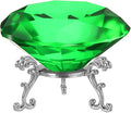 PATIKIL Diamond Crystal Paperweight, 80mm / 3.15" Crystal Paperweight Paper Weight with Silver 19 Metal Base for Home Office Desktop Table Decor Wedding Party Ornaments, Green